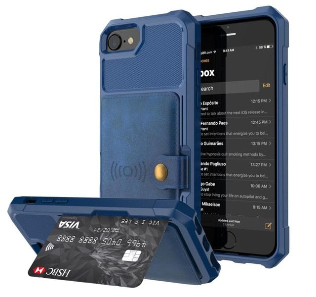 PU Leather Wallet Car magnetic Case for iPhone X XS XR XS Max 6 6S 7 8 Plus Card Holder Wallet Flip Cover