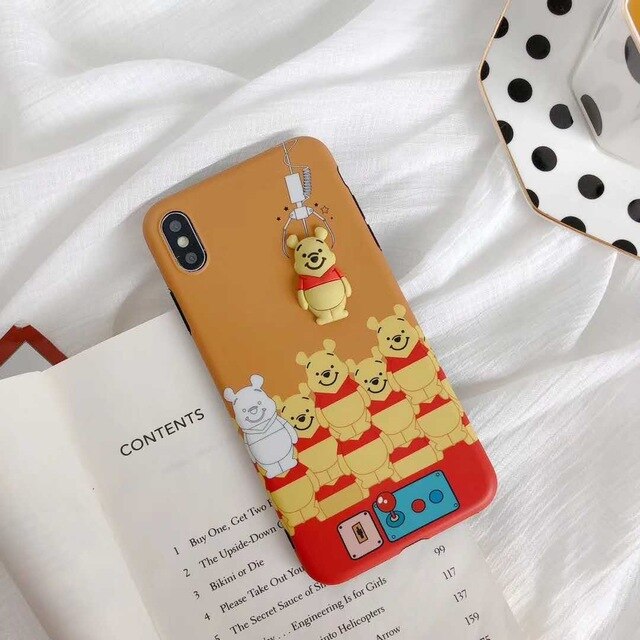 For iPhone 6 6S 8 7 Plus X XS MAX XR phone Shell Soft Silicone Case Disneys 3D Cartoon Doll Winnie Pooh Stitch Soft TPU Cover