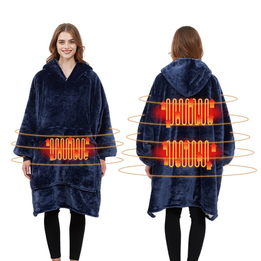 USB carbon fiber heated lazy blanket can be worn in winter, thick heating, washable lazy hoodie electric blanket