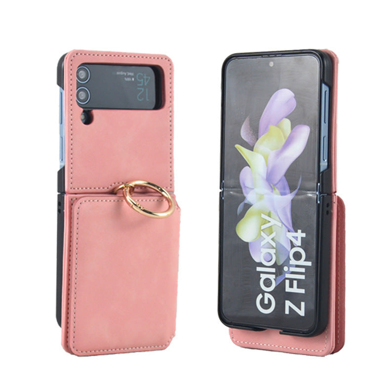 Suitable for Samsung ZFlip4 folding phone case, Huawei P50 ring phone leather case, ZFlip3 wallet phone case