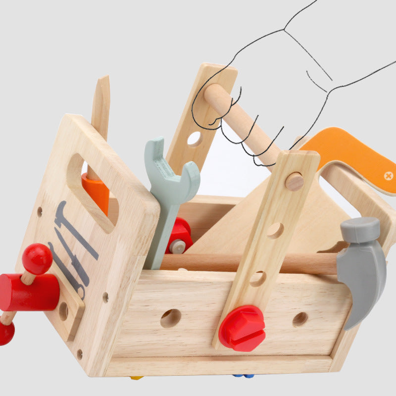 Children's wooden hand-held toolbox, screw and nut disassembly tool, desk tool, puzzle toy