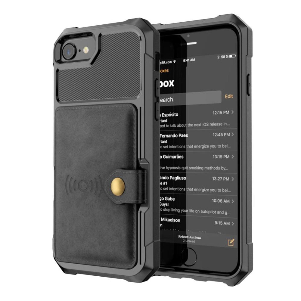 PU Leather Wallet Car magnetic Case for iPhone X XS XR XS Max 6 6S 7 8 Plus Card Holder Wallet Flip Cover