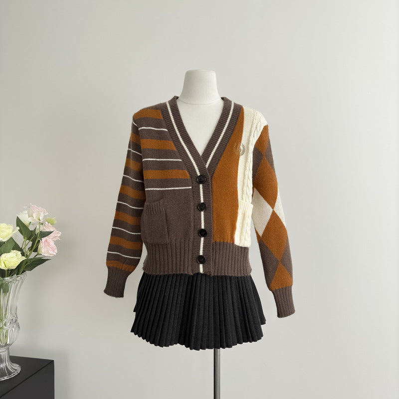 Can be worn alone paired with a color blocked sweater cardigan jacket knitted sweater for women