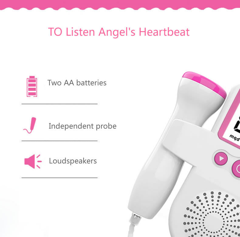 Fetal Heart Monitor Handheld Home Fetal Sound Monitor for Detecting Baby Fetal Movement and Heart Rate Auscultatory Device