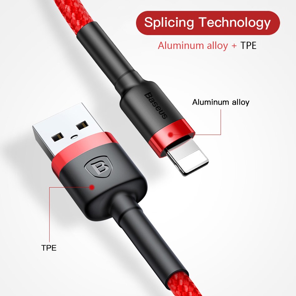 Baseus Classic USB Cable for iPhone xs max Charger USB Data Cable for iPhone X 8 6 6s 2.4A USB Charging Cable Phone Cord Adapter