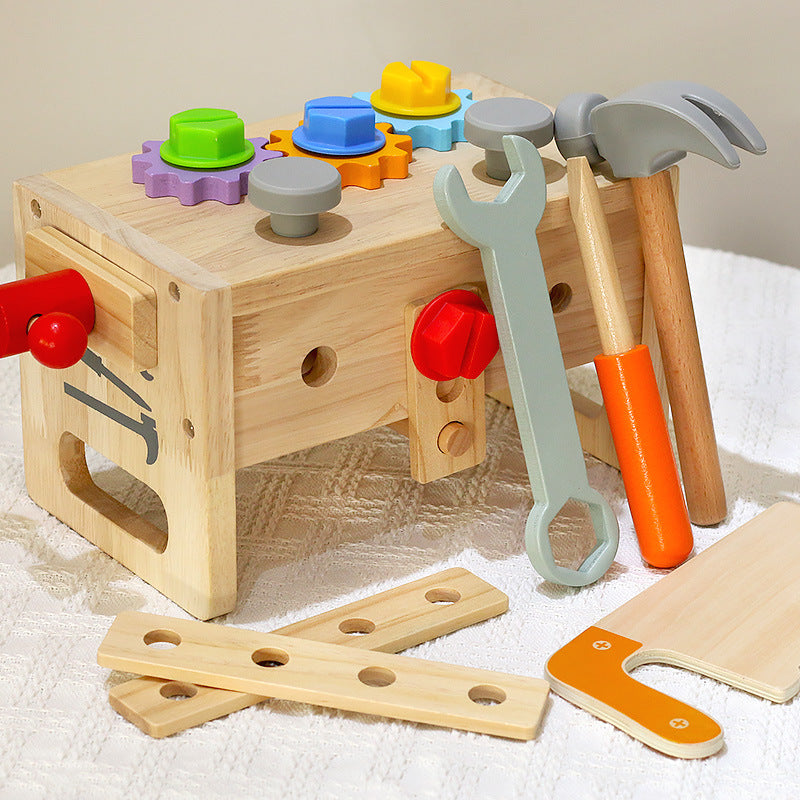 Children's wooden hand-held toolbox, screw and nut disassembly tool, desk tool, puzzle toy