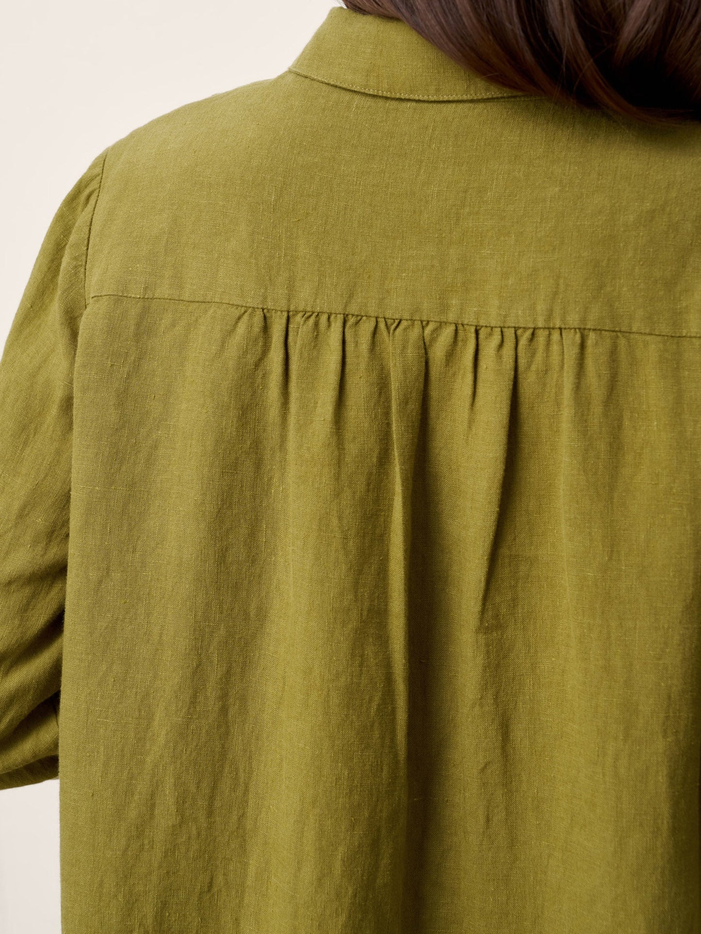 100% Linen Tailored Lapel 3/4 Sleeve Midi Shirt Dress MERCEDES