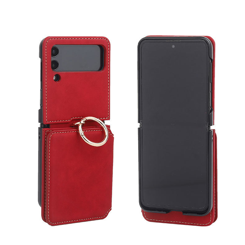 Suitable for Samsung ZFlip4 folding phone case, Huawei P50 ring phone leather case, ZFlip3 wallet phone case