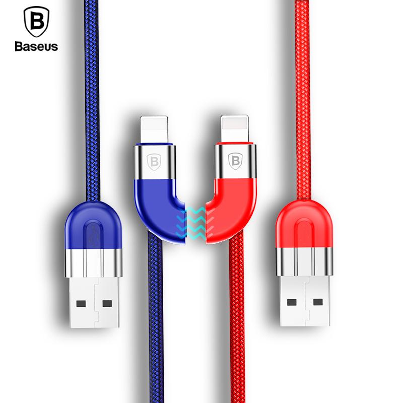 Baseus Couple Magnetic USB Cable For iPhone X 8 7  iPad Air Mini Fast Data Sync Charging Charger For iPhone