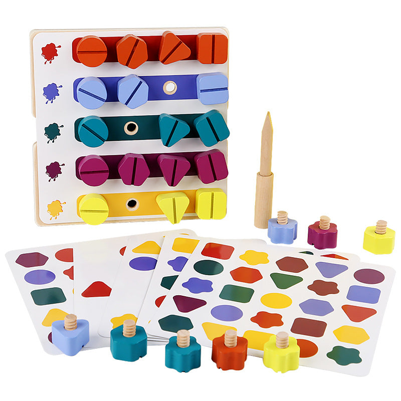 Children's screw shape matching color cognitive nut tool early education hand eye coordination training puzzle toy