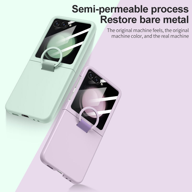 Suitable for Samsung Z flip6 mobile phone case ring bracket shell film integrated ultra-thin skin feel flip5 anti-fall protective cover