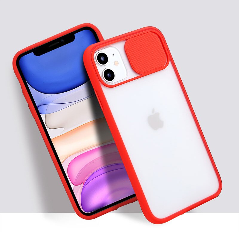 For iPhone 11 Pro Max Sliding Cover Protection Lens Transparent Phone Case For iPhone SE (2020) XR XS MAX 6 6S 7 8 Plus Case