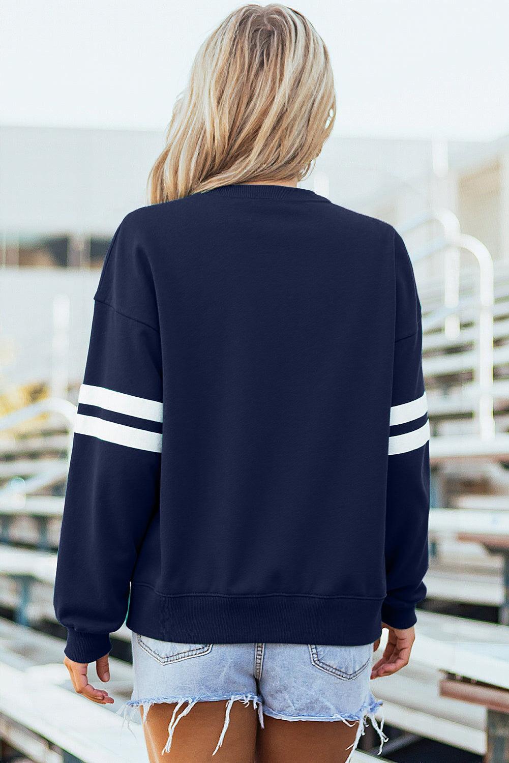 Coffee Varsity Striped Detail Drop Shoulder Oversized Sweatshirt