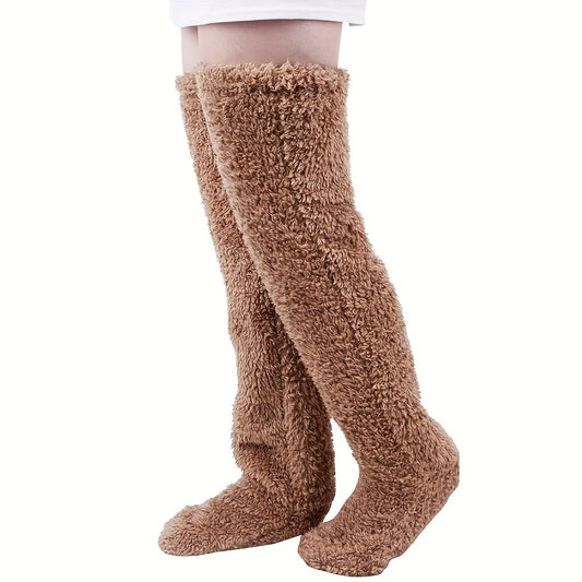 Thick leg warmers, knee pads, warm plush pants, long leg exposed socks