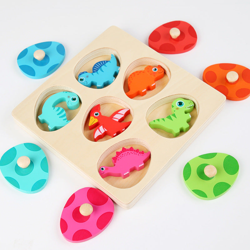 Wooden 3D three-dimensional dinosaur egg multi-layer puzzle, children's early education puzzle cartoon animal hand grasping puzzle board toy