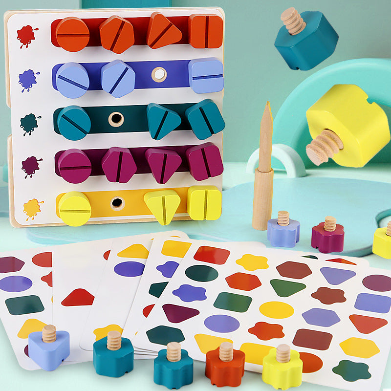 Children's screw shape matching color cognitive nut tool early education hand eye coordination training puzzle toy