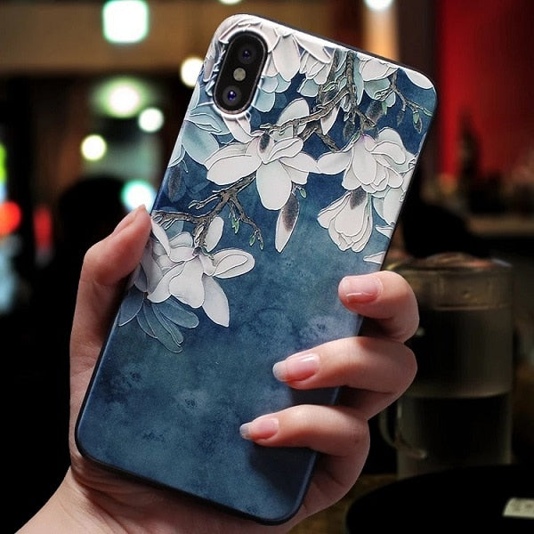 For iphone 6 7 8 6s Case For iphone X XS XR 7 8 6 Plus Case For iphone xs max 5 5s se Case Cover Rose Flowers Black Phone Case