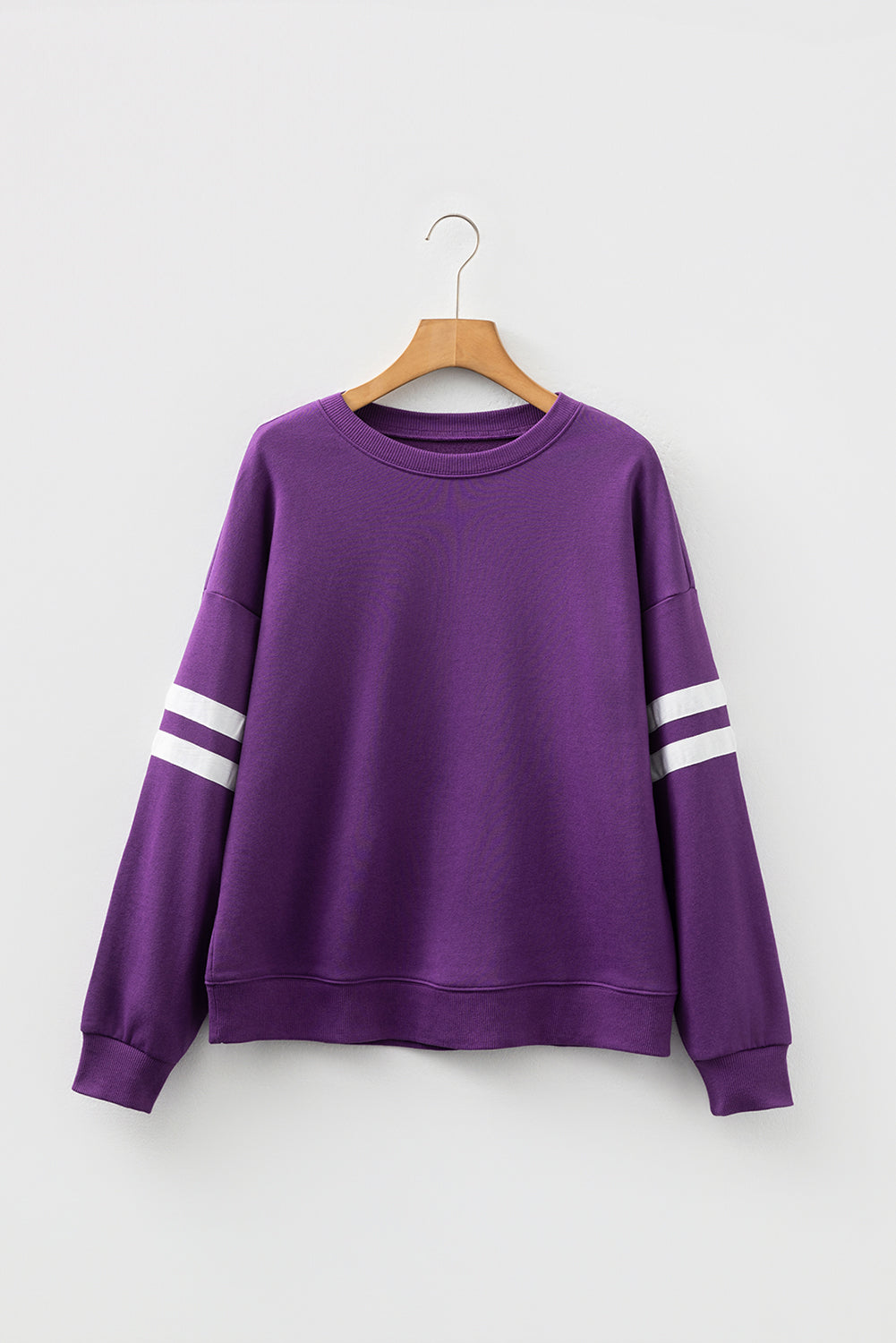 Coffee Varsity Striped Detail Drop Shoulder Oversized Sweatshirt