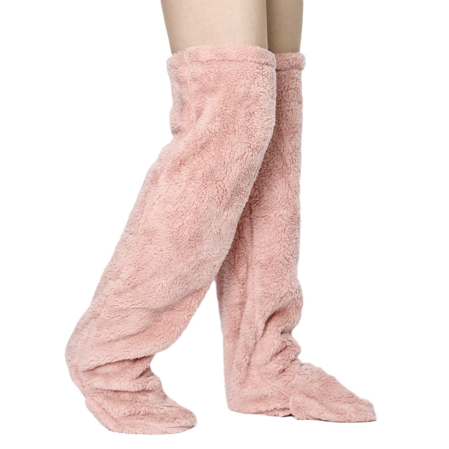 Thick leg warmers, knee pads, warm plush pants, long leg exposed socks