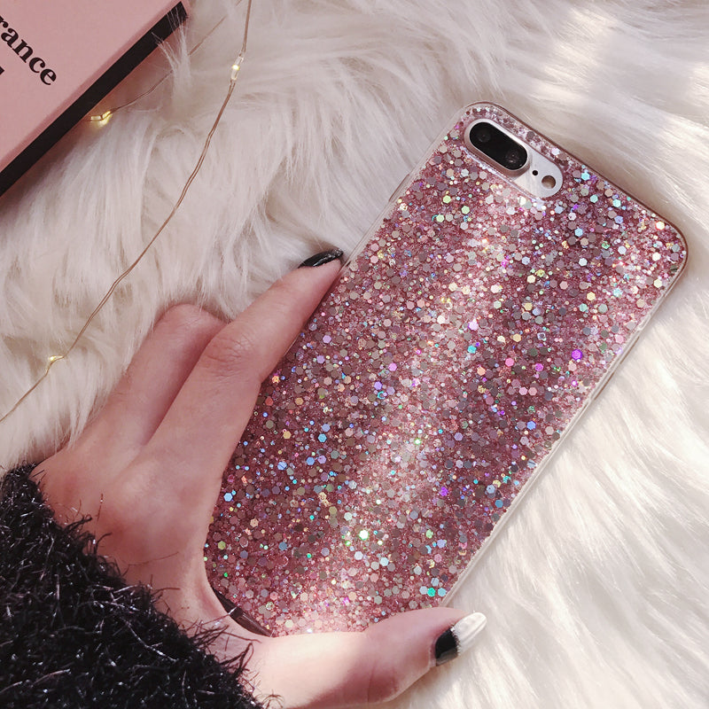 Silicone Bling Powder Soft Case For iPhone 5 5S 7 6 8 Plus X Shinning Glitter Phone Cover for iPhone XR XS Max Cases Shell