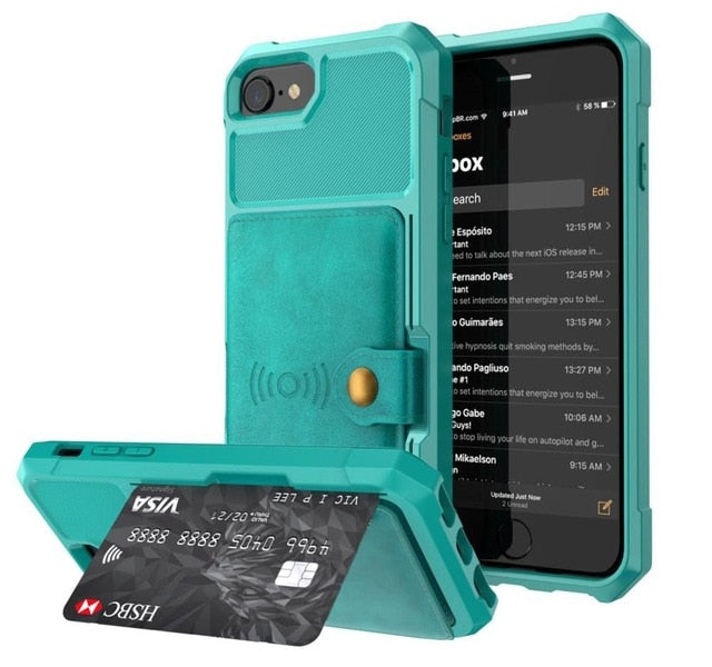 PU Leather Wallet Car magnetic Case for iPhone X XS XR XS Max 6 6S 7 8 Plus Card Holder Wallet Flip Cover