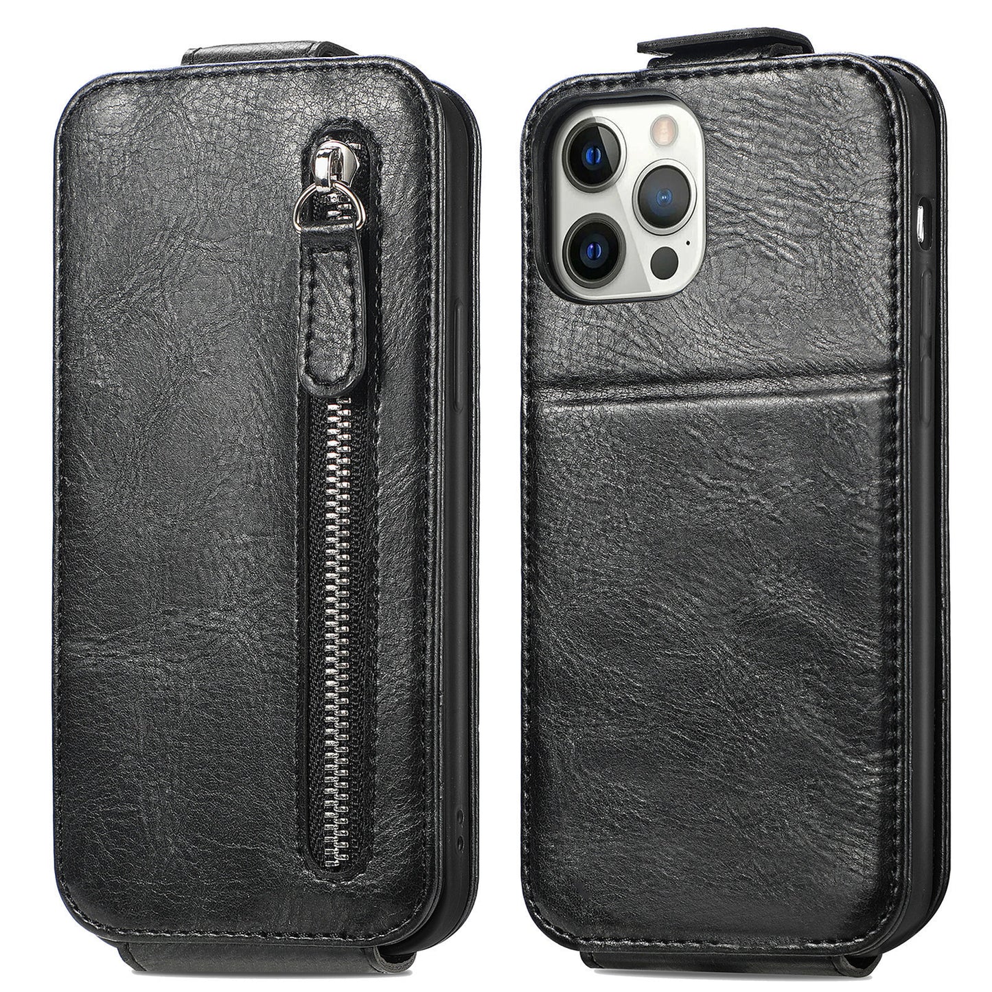 Suitable for iPhone 13 ProMax wallet phone case, Apple 12 zipper protective case, IP13 card insertion phone case