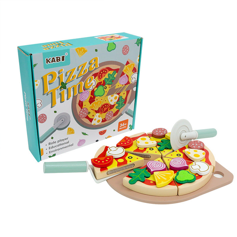 Children's early education puzzle play house simulation pizza fruits and vegetables joyful role-playing kitchen wooden toys