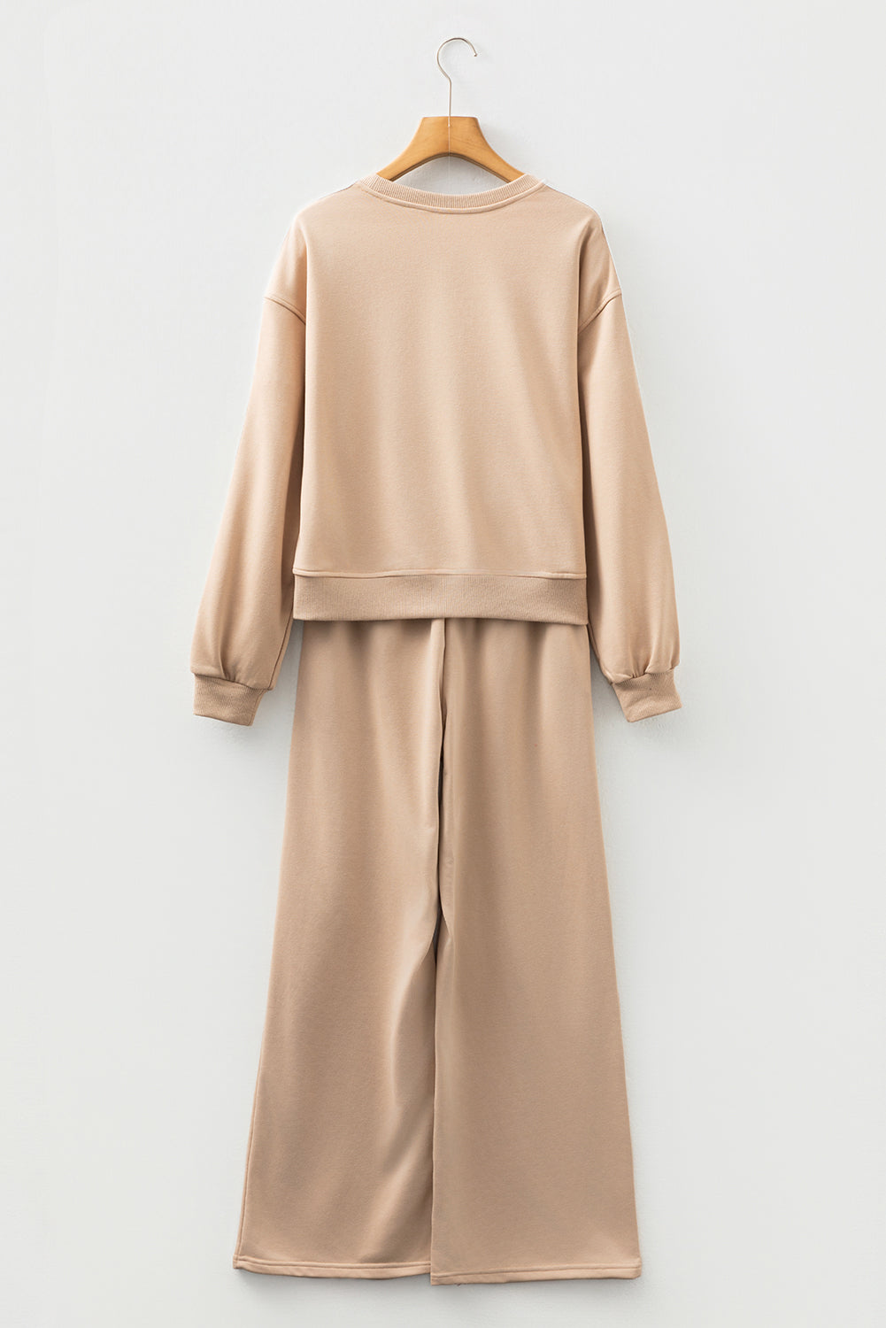 Dirty blue Varsity Striped Detail Crewneck Pullover Elastic Sweatpants 2pcs Outfit