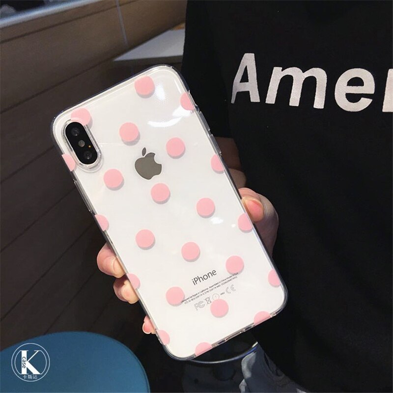 Cute Polka Dots clear TPU phone Cases For iphone XS Max X XR XS soft TPU Case for iphone 6 6s 7 8 plus phone back cover