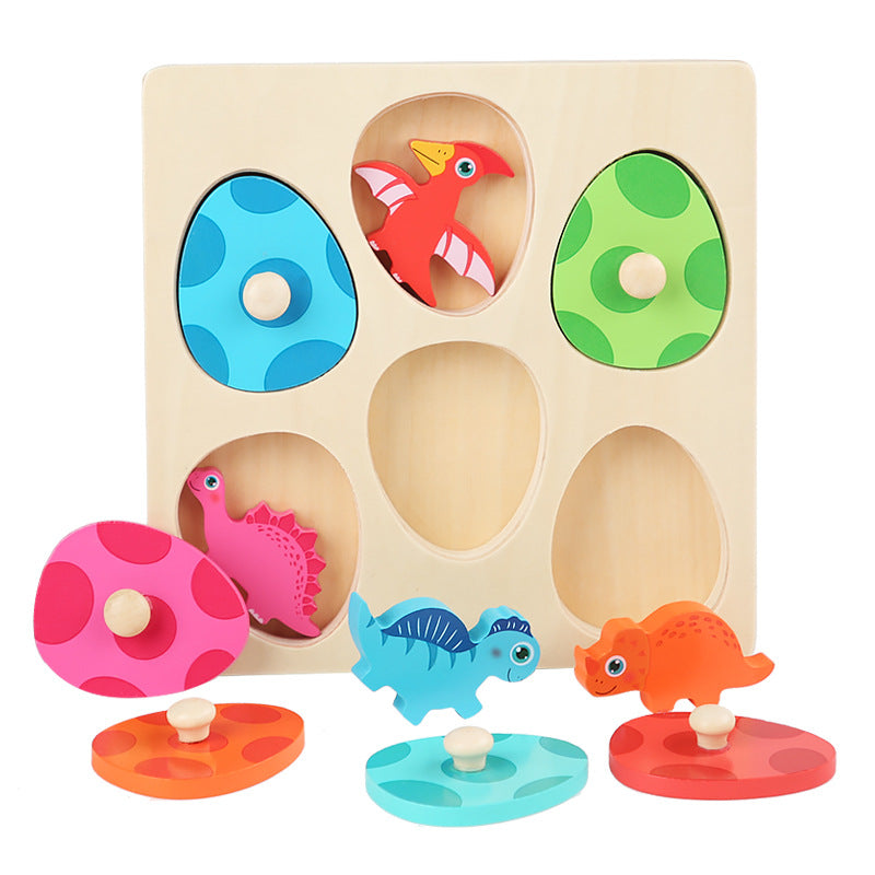 Wooden 3D three-dimensional dinosaur egg multi-layer puzzle, children's early education puzzle cartoon animal hand grasping puzzle board toy