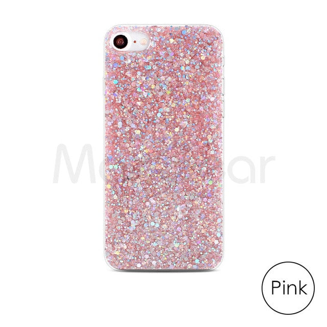 Silicone Bling Powder Soft Case For iPhone 5 5S 7 6 8 Plus X Shinning Glitter Phone Cover for iPhone XR XS Max Cases Shell