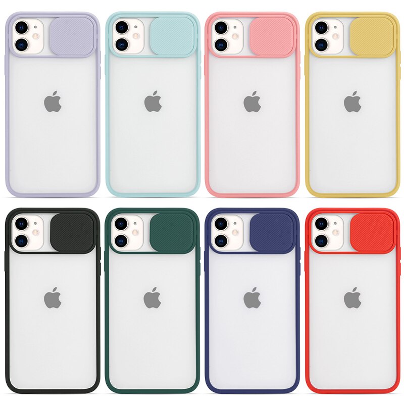 For iPhone 11 Pro Max Sliding Cover Protection Lens Transparent Phone Case For iPhone SE (2020) XR XS MAX 6 6S 7 8 Plus Case