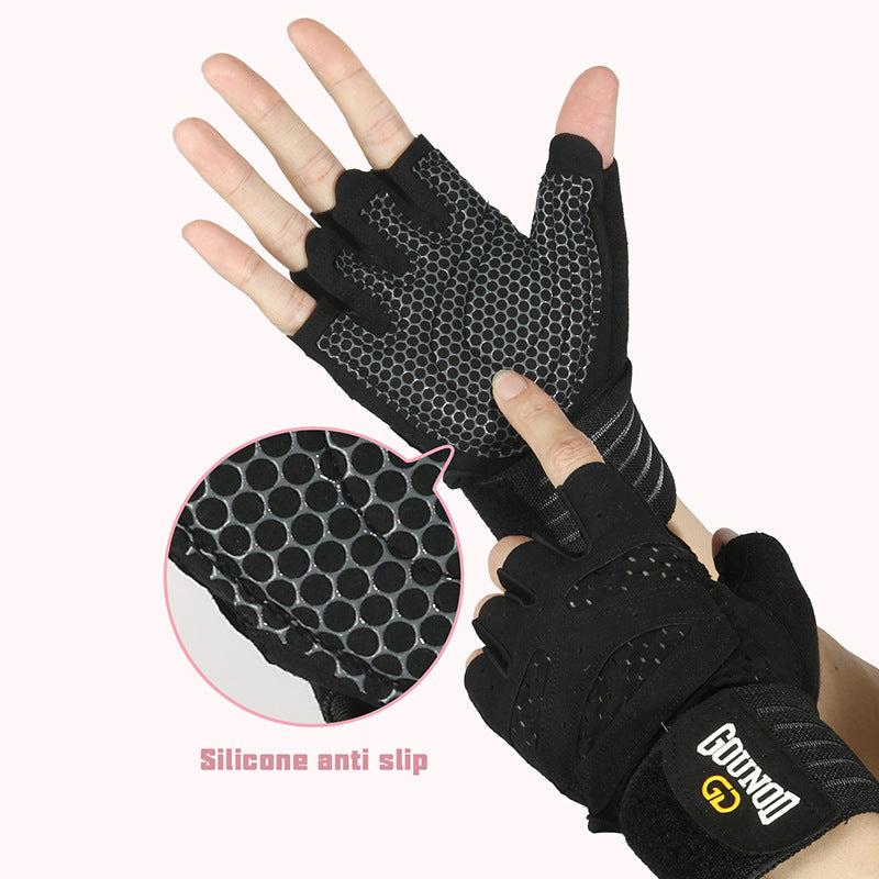 Fitness gloves extended breathable and wear-resistant half finger gloves for exercise