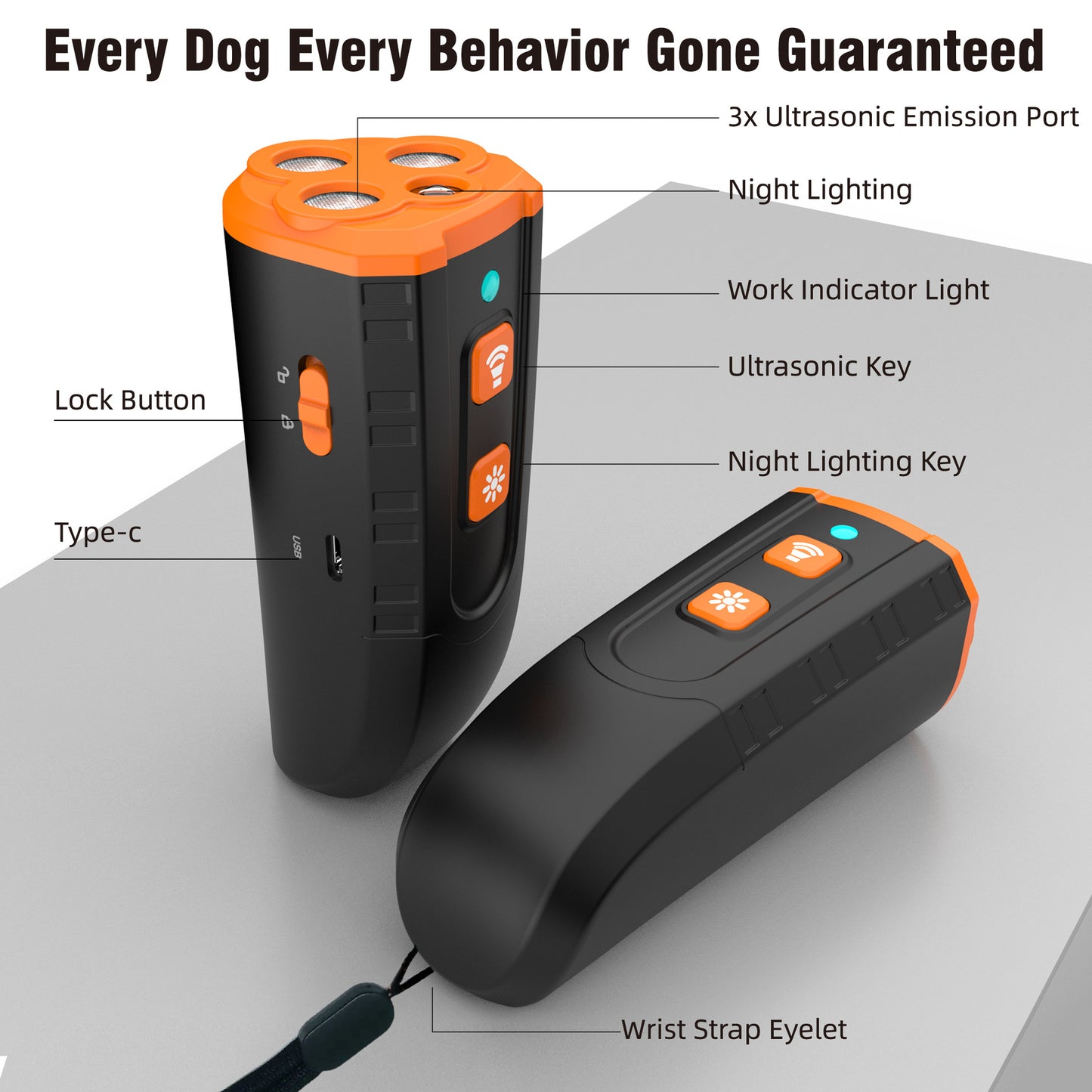 Handheld Ultrasonic Dog Trainer Portable Barking Stopper Dog Repellent Pet Training Supplies