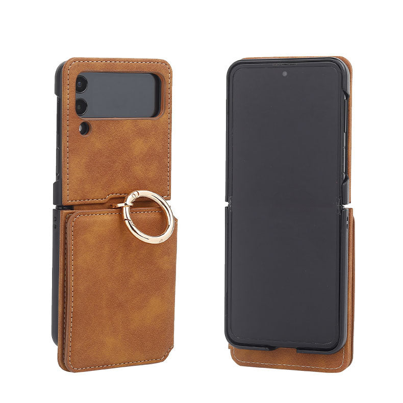 Suitable for Samsung ZFlip4 folding phone case, Huawei P50 ring phone leather case, ZFlip3 wallet phone case