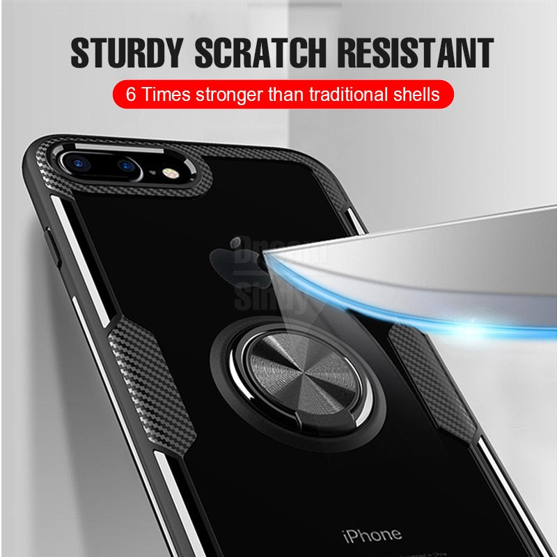 Luxury Silicone Soft Bumper Case On For IPhone 8 6 6s 7 Plus Car Holder Ring Case For IPhone X XR XS Max Shockproof Phone Case