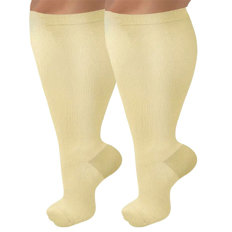 Fat and enlarged black fat compression socks super wide calf and knee length socks men's and women's pressure socks 2XL-7XL