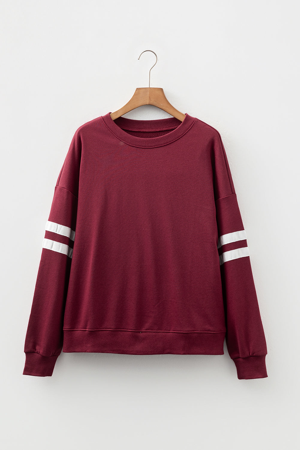 Coffee Varsity Striped Detail Drop Shoulder Oversized Sweatshirt