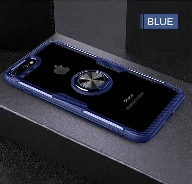 Luxury Silicone Soft Bumper Case On For IPhone 8 6 6s 7 Plus Car Holder Ring Case For IPhone X XR XS Max Shockproof Phone Case