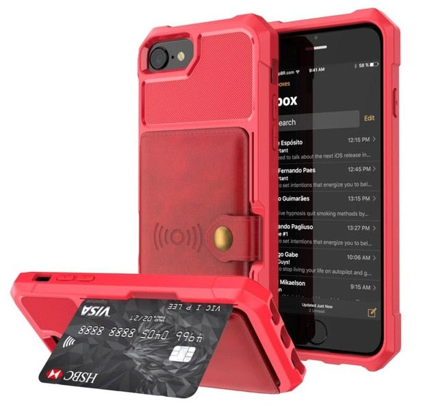 PU Leather Wallet Car magnetic Case for iPhone X XS XR XS Max 6 6S 7 8 Plus Card Holder Wallet Flip Cover