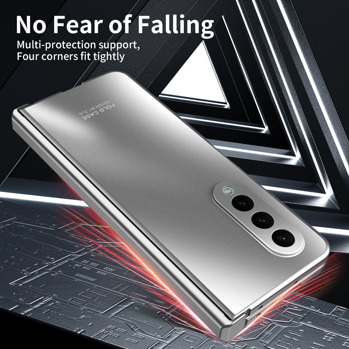 Suitable for Samsung Fold5 phone case ZFOLD4 folding screen solid color electroplating Fold3 all inclusive anti drop protective case 5G