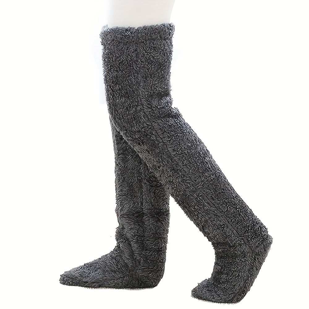 Thick leg warmers, knee pads, warm plush pants, long leg exposed socks