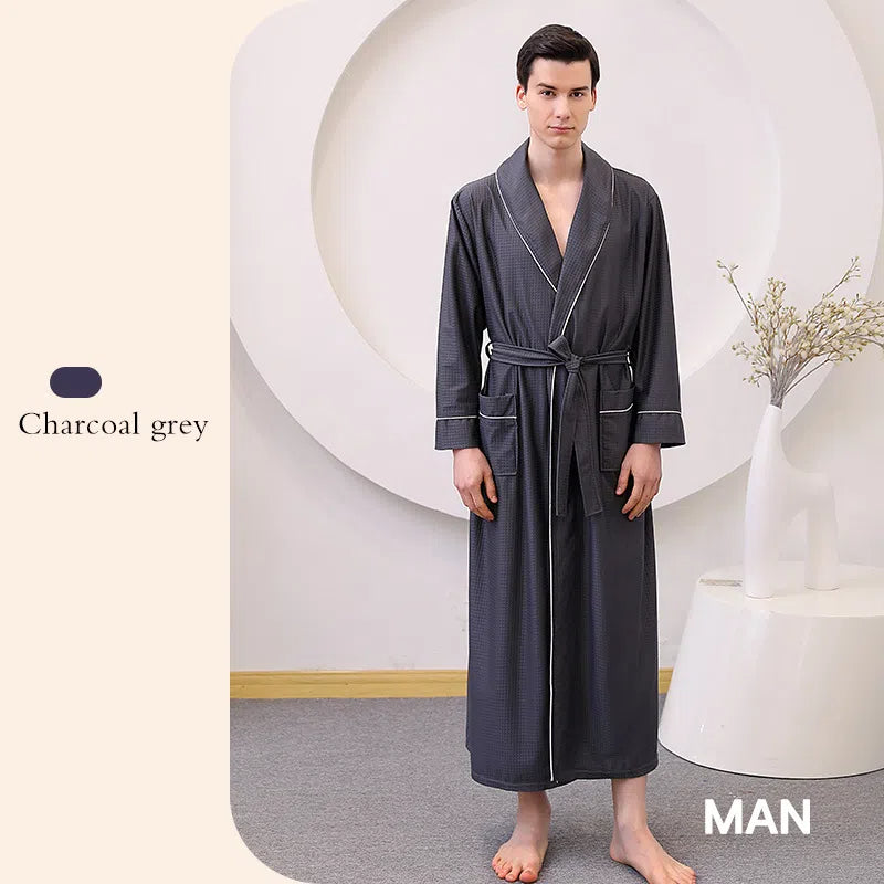 Thin satin bathrobe with quick drying water absorption for couples women's long and plus size yukata for men