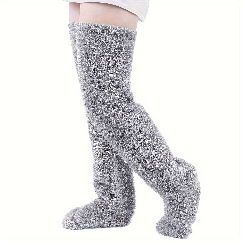 Thick leg warmers, knee pads, warm plush pants, long leg exposed socks