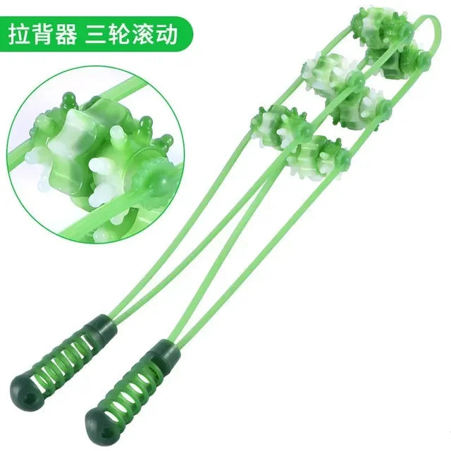 Hand-held Back Shoulder Neck Muscle Massager,Fitness Physiotherapy Massage Roller,Bead Pull-Back Roller Legs Back Waist Massage