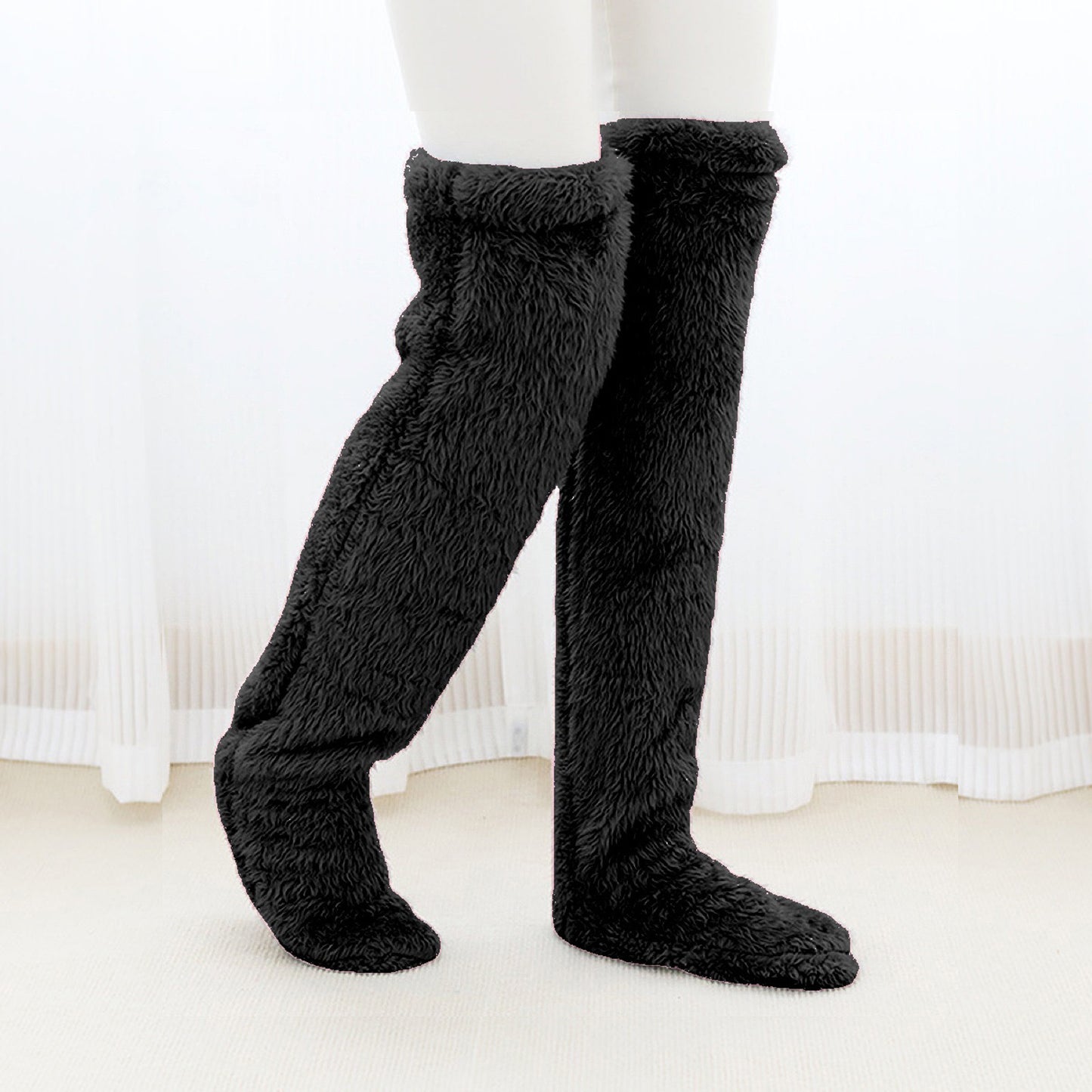 Thick leg warmers, knee pads, warm plush pants, long leg exposed socks