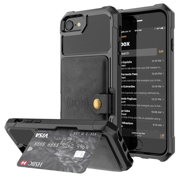 PU Leather Wallet Car magnetic Case for iPhone X XS XR XS Max 6 6S 7 8 Plus Card Holder Wallet Flip Cover