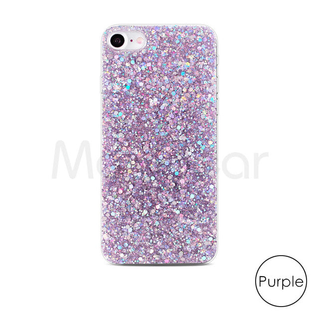 Silicone Bling Powder Soft Case For iPhone 5 5S 7 6 8 Plus X Shinning Glitter Phone Cover for iPhone XR XS Max Cases Shell