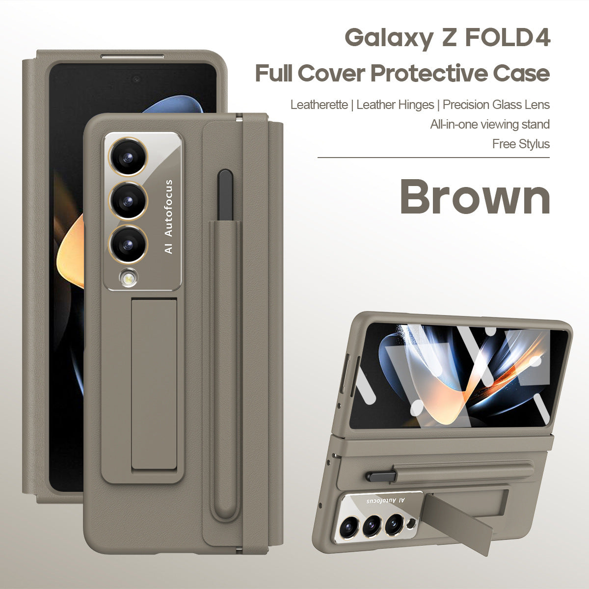 Samsung Fold5 phone case FOLD4 folding screen leather hinge pen slot all inclusive protective cover film, suitable for all in one use