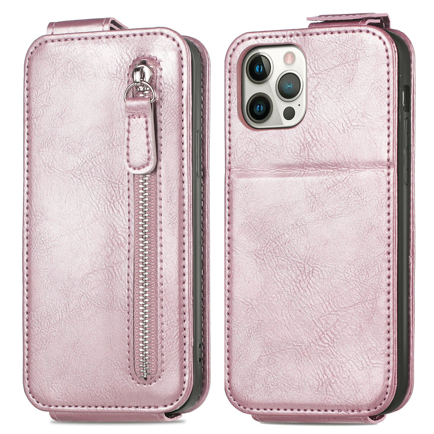 Suitable for iPhone 13 ProMax wallet phone case, Apple 12 zipper protective case, IP13 card insertion phone case